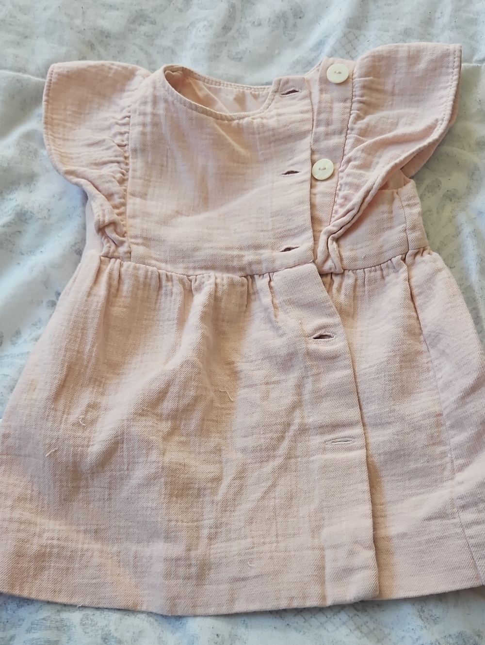 Toddler Pink Flutter-Sleeve Cotton Dress